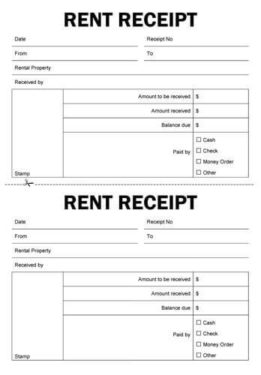 Free Rent Receipt Template 261x375