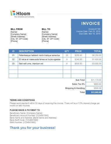 service invoice template word download free