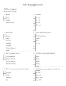 30+ Questionnaire Templates and Designs in Microsoft Word | Hloom