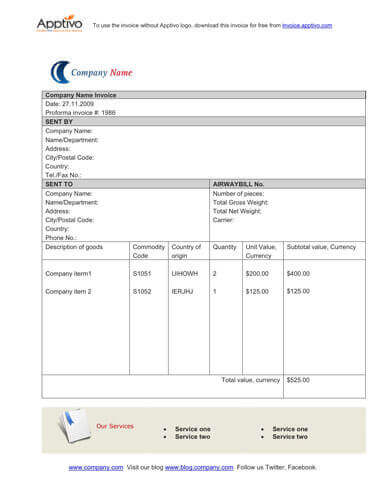 Invoice Sample Word Format