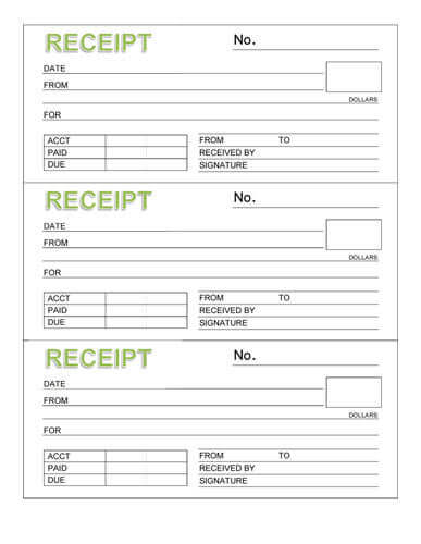 blank house rent payment receipt sheet
