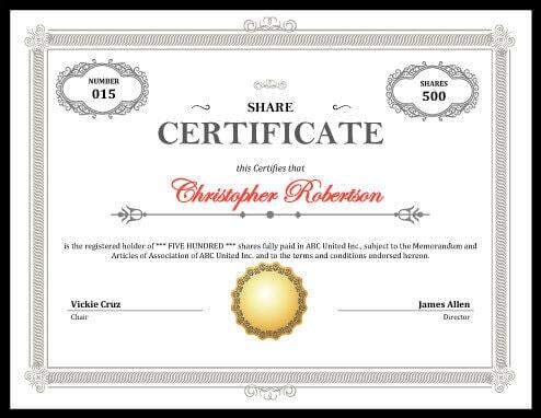 Printable Stock Certificate Free Download