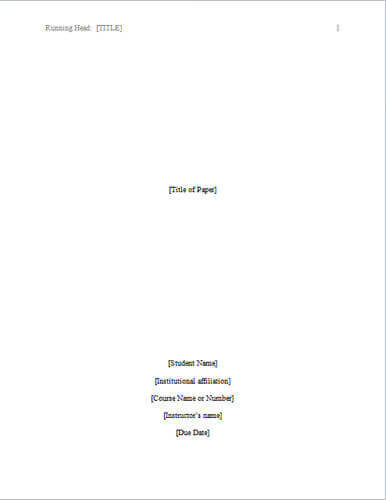 cover sheet for a term paper